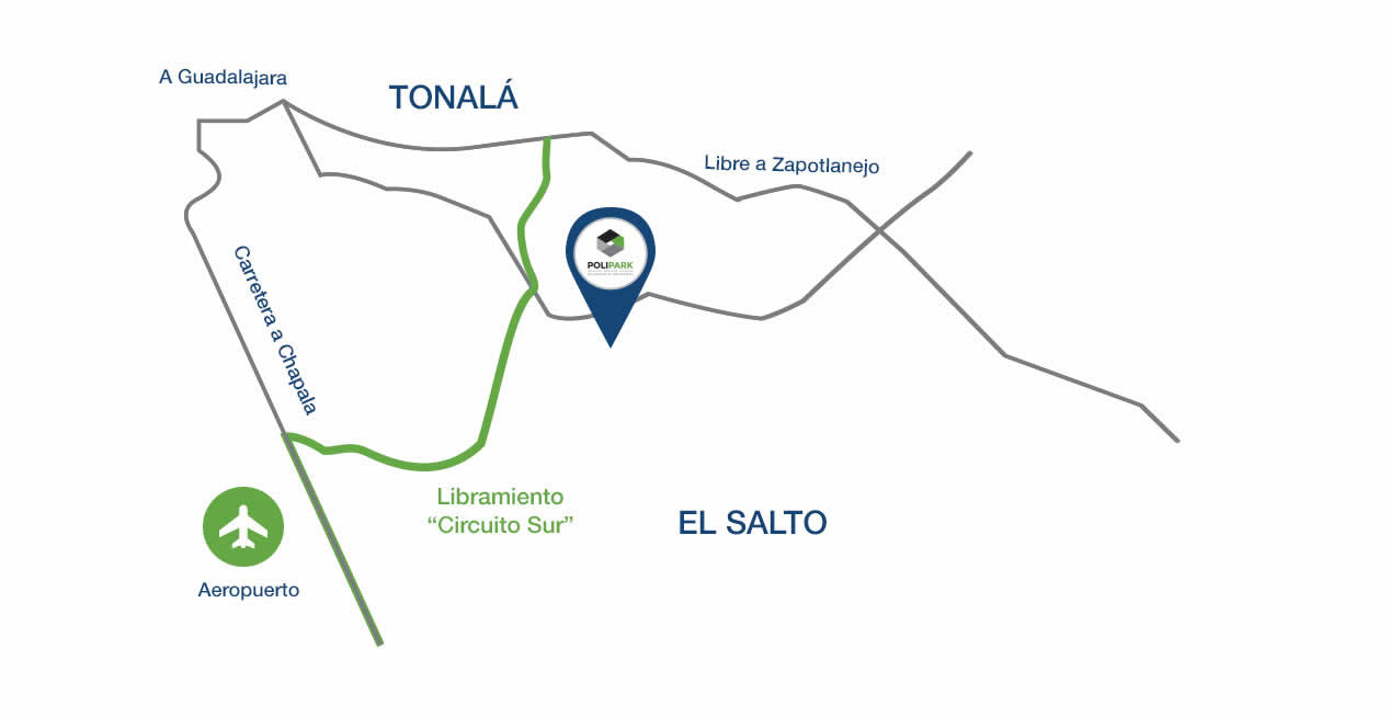 Mapa Polipark Interpuerto Industrial Guadalajara Jalisco